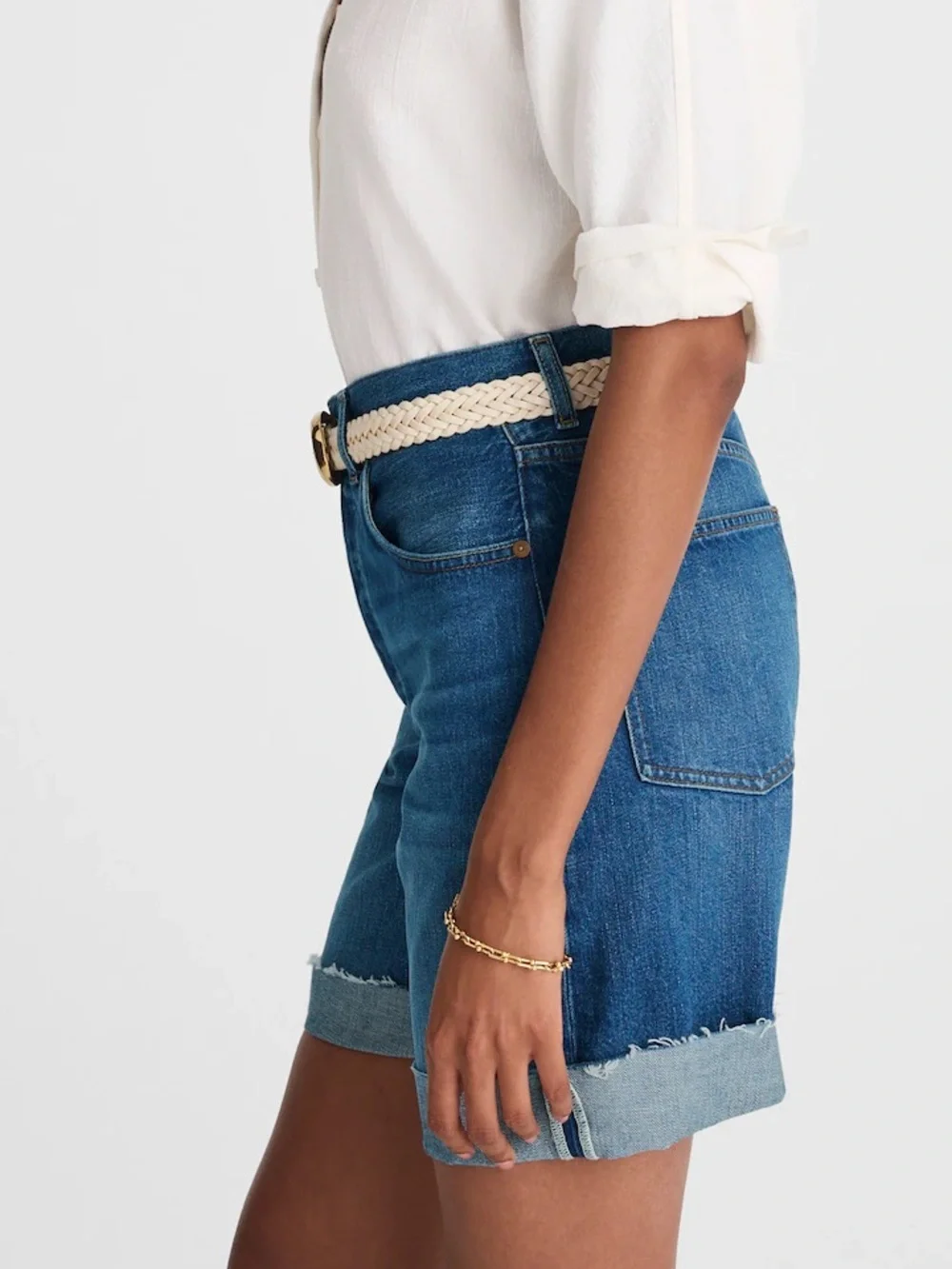 NWT Madewell Long Baggy Cuffed Jean Shorts in Mifflin Wash size 27